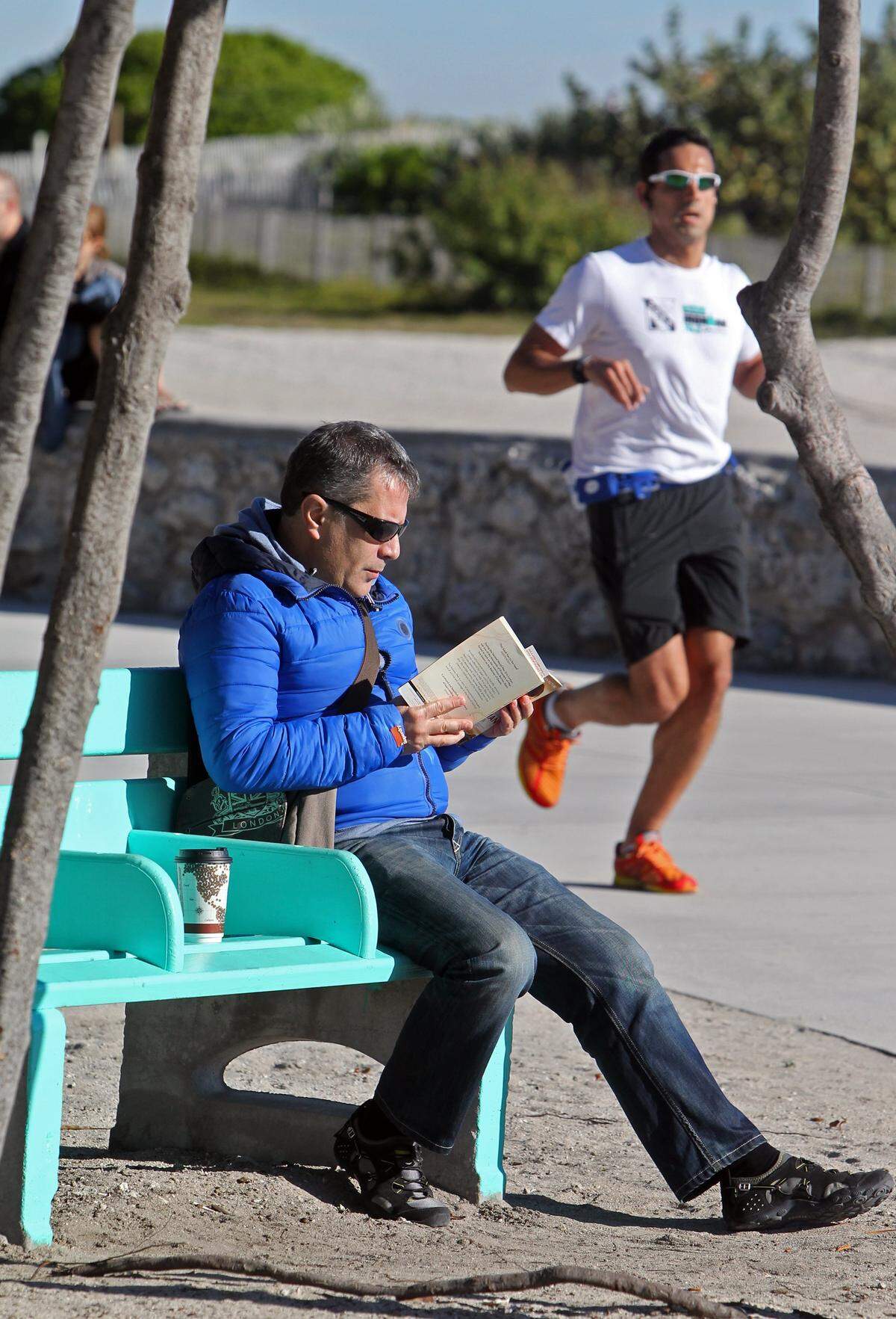 When it's cold in Miami,  inevitably some dudes still go out in shorts out for a run.