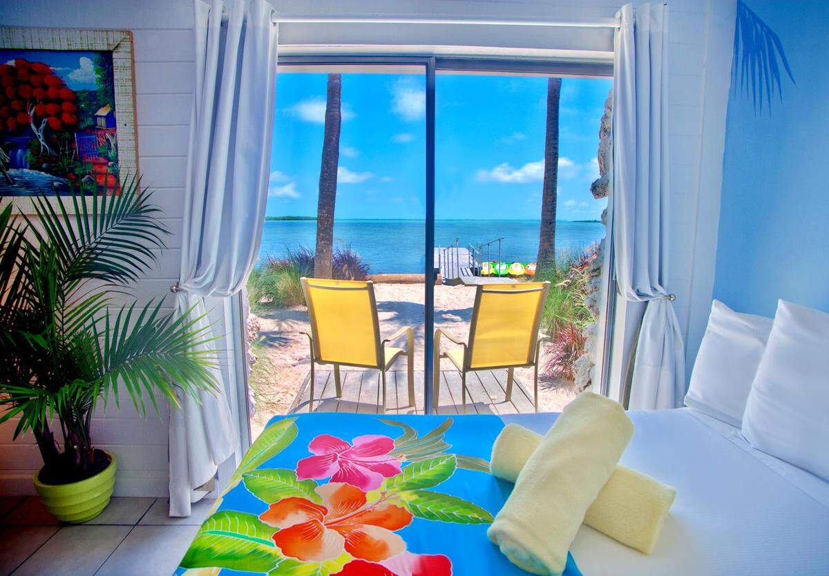 A playful room at Ibis Bay overlooking the salt flats.