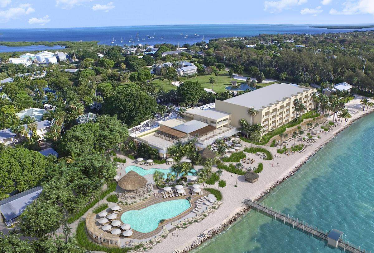 A rendering of what the future Cheeca Lodge will look like upon completion of a second pool and tiki bar slated for the end of June.