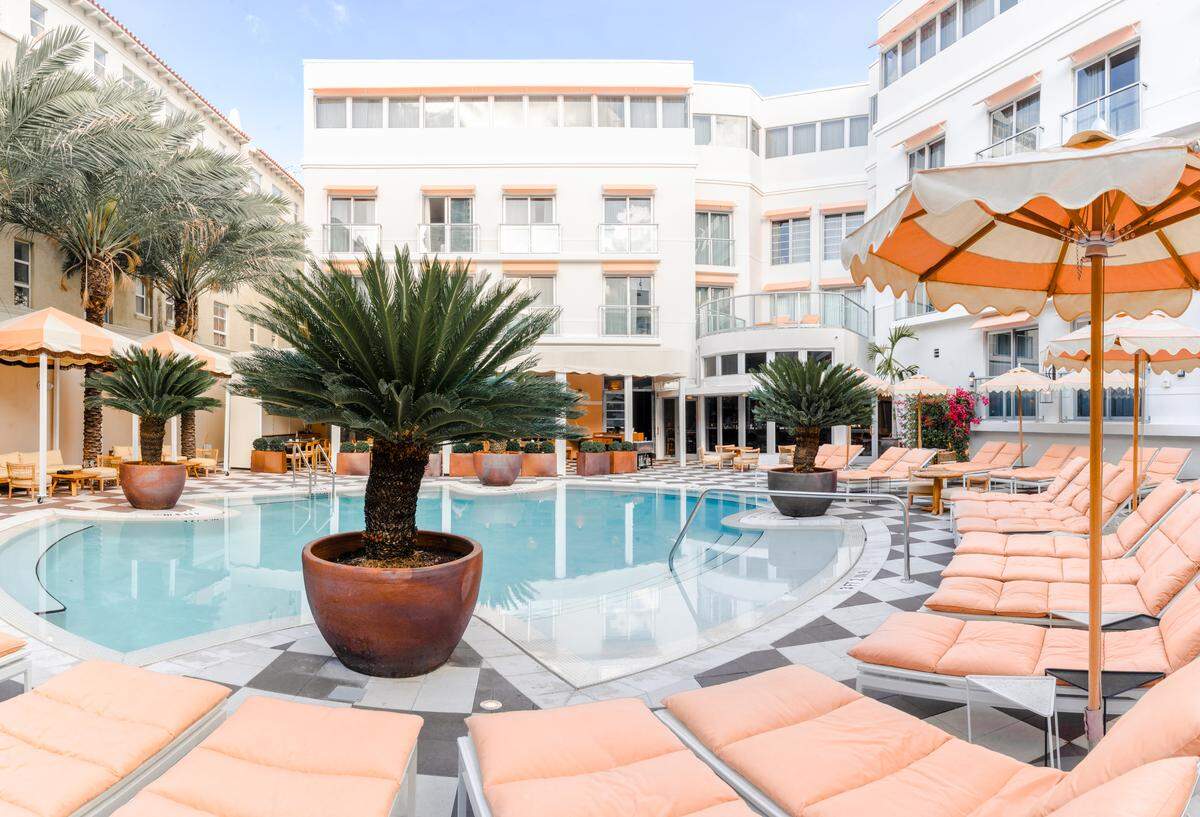 The pretty courtyard pool at The Plymouth hotel.
