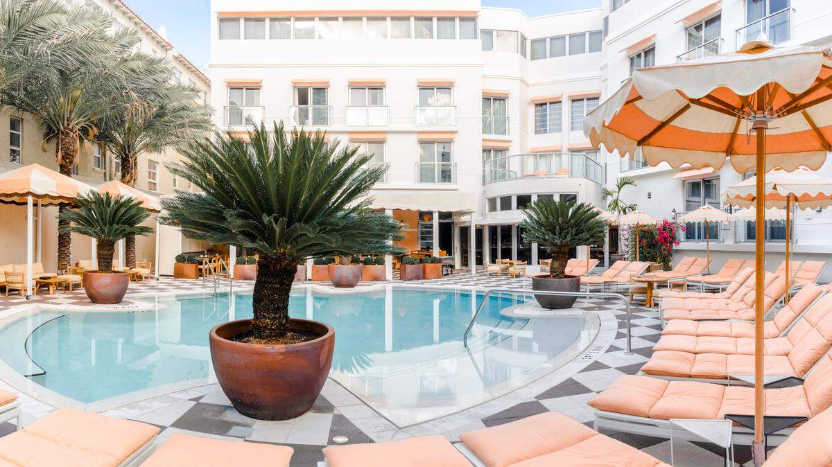 The pretty courtyard pool at The Plymouth hotel.