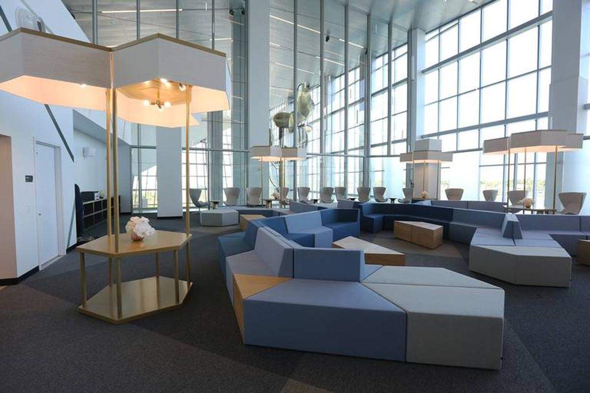 One of the passenger waiting lounges at the new Royal Caribbean terminal at Port Miami.