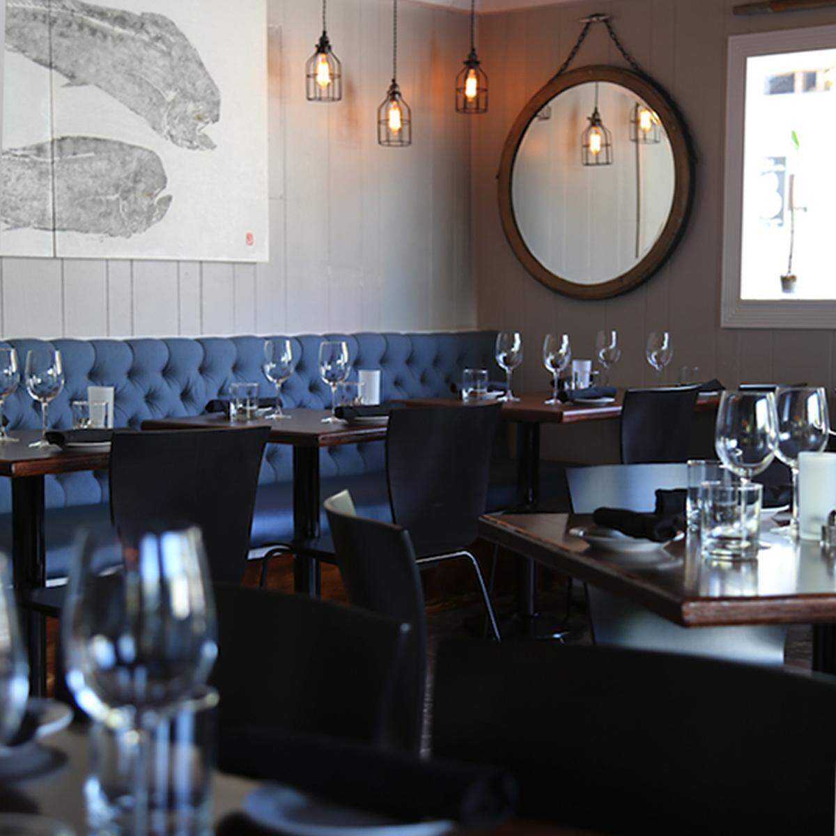 The interiors of the just opened Little Pearl restaurant on Olivia Street.