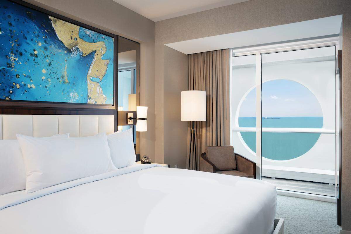 A porthole bedroom at the brand new Conrad Fort Lauderdale Beach resort.