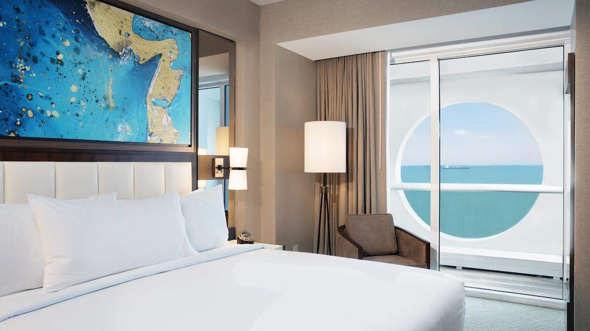 A porthole bedroom at the brand new Conrad Fort Lauderdale Beach resort.