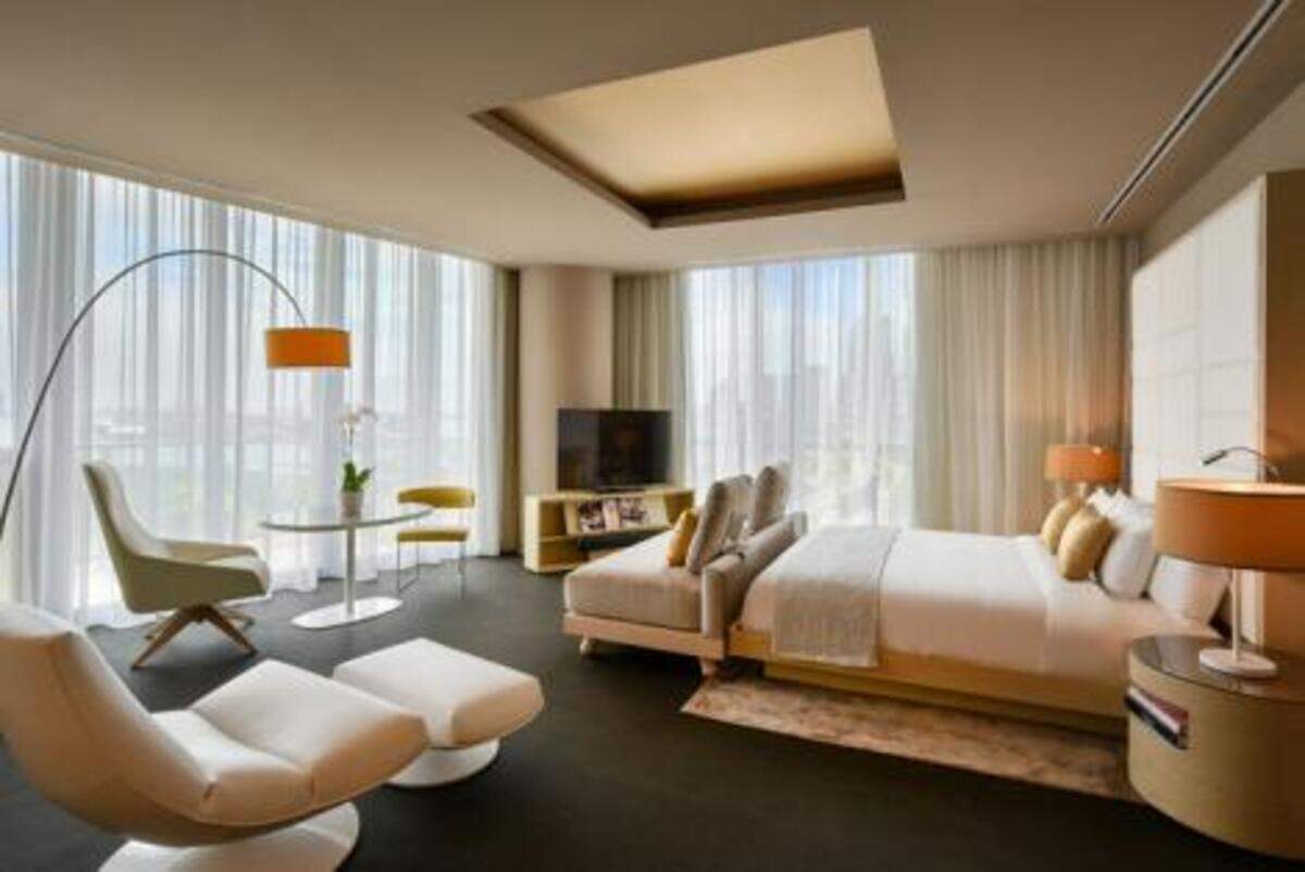 Interiors of a corner "Personality Suite" at ME.