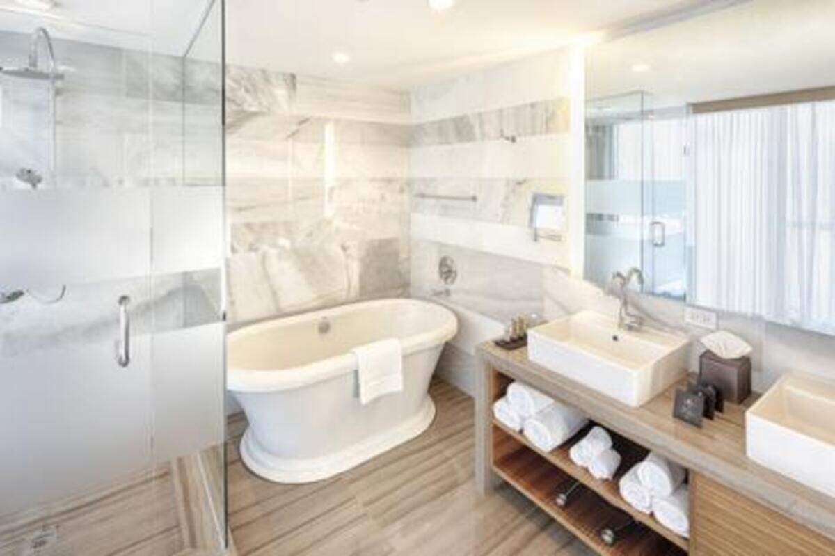 ME's spacious marble bathroom.