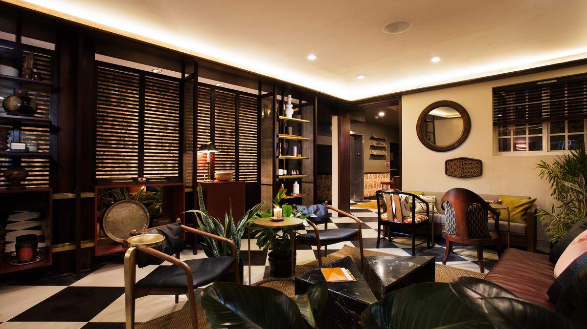 The first floor lobby and workspace at the new Life House hotel.