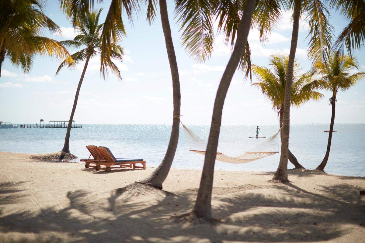 The tranquil beach at The Moorings Village in Islamorada.