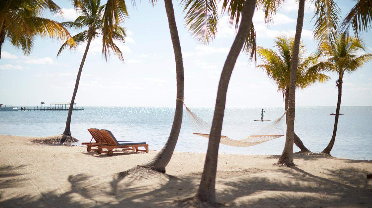 The tranquil beach at The Moorings Village in Islamorada.