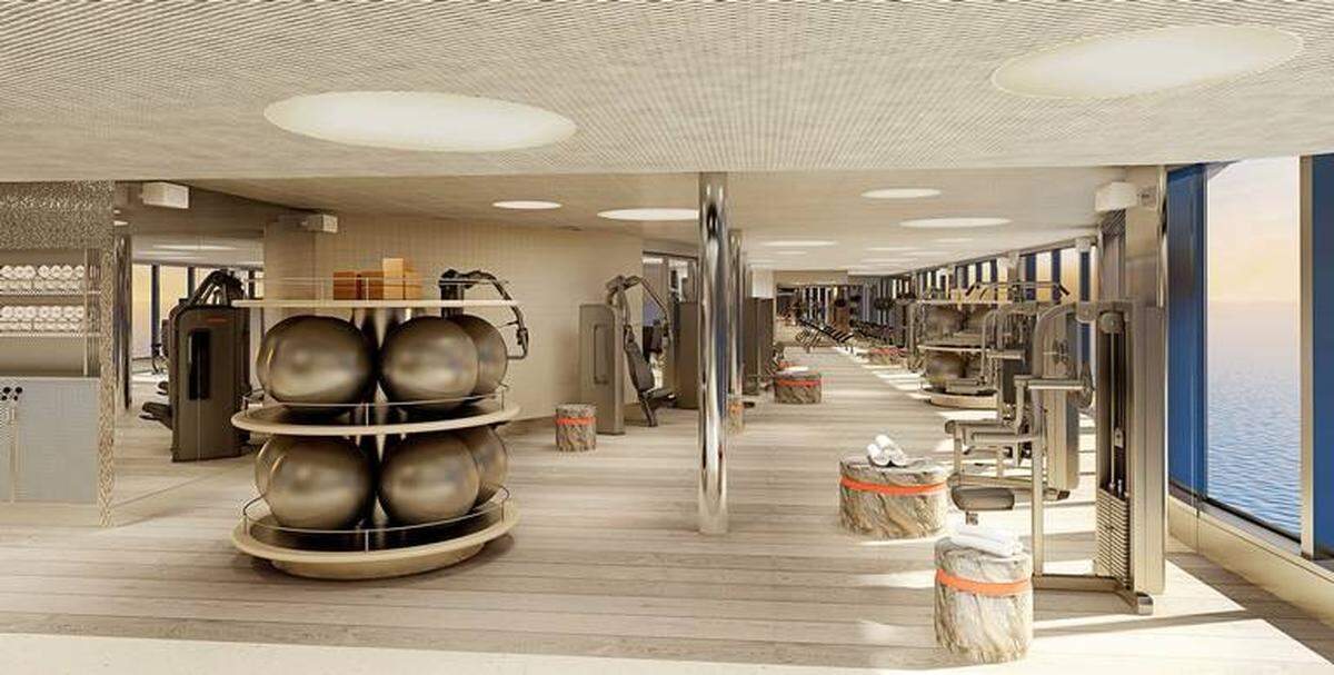 The B-Complex gym on the Scarlet Lady will include strength, spin yoga and cardio equipment.