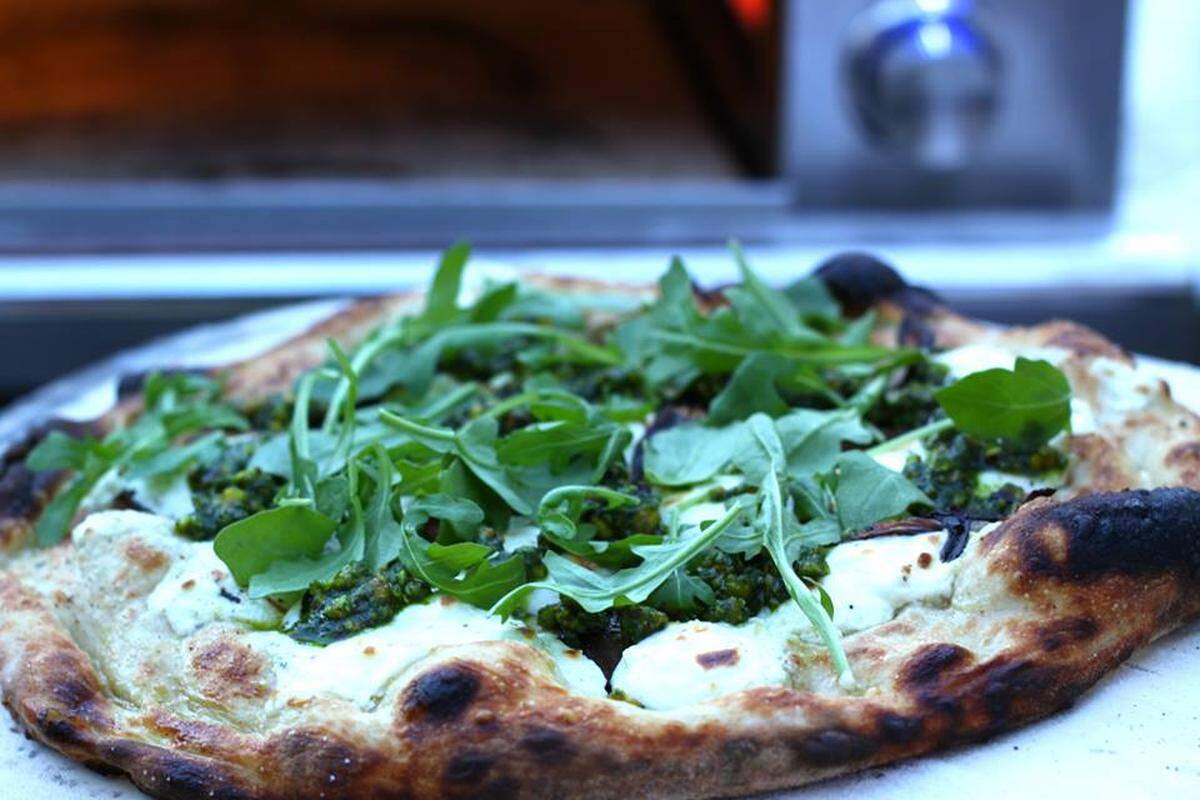 Michael Schwartz's pistachio pesto pizza at Fi'lia.