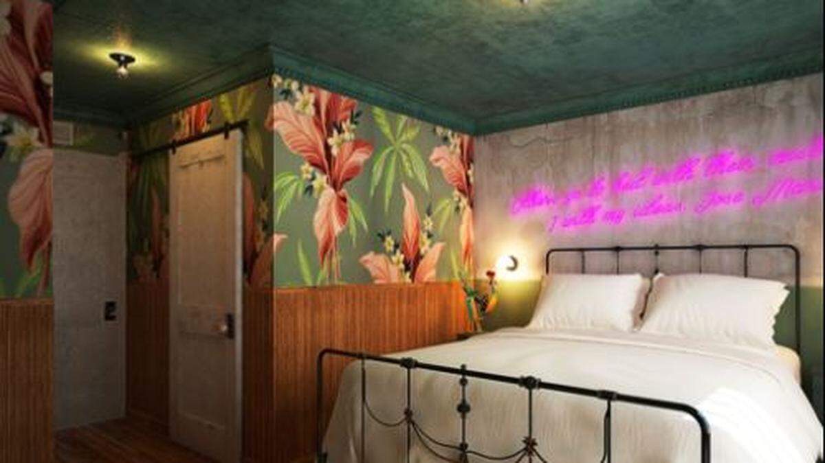 A guest room at the forthcoming Tower Hotel in Little Havana