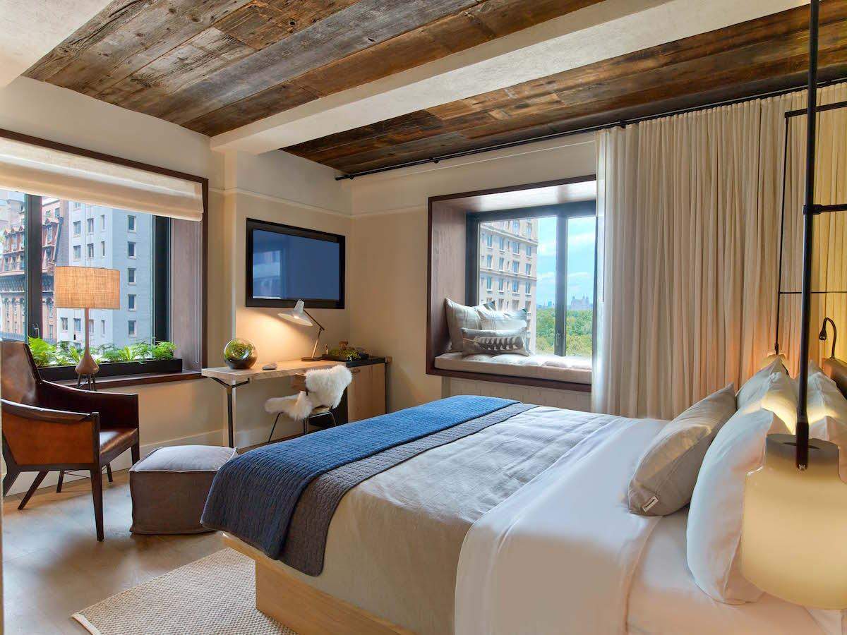 A corner room offers Central Park views.
