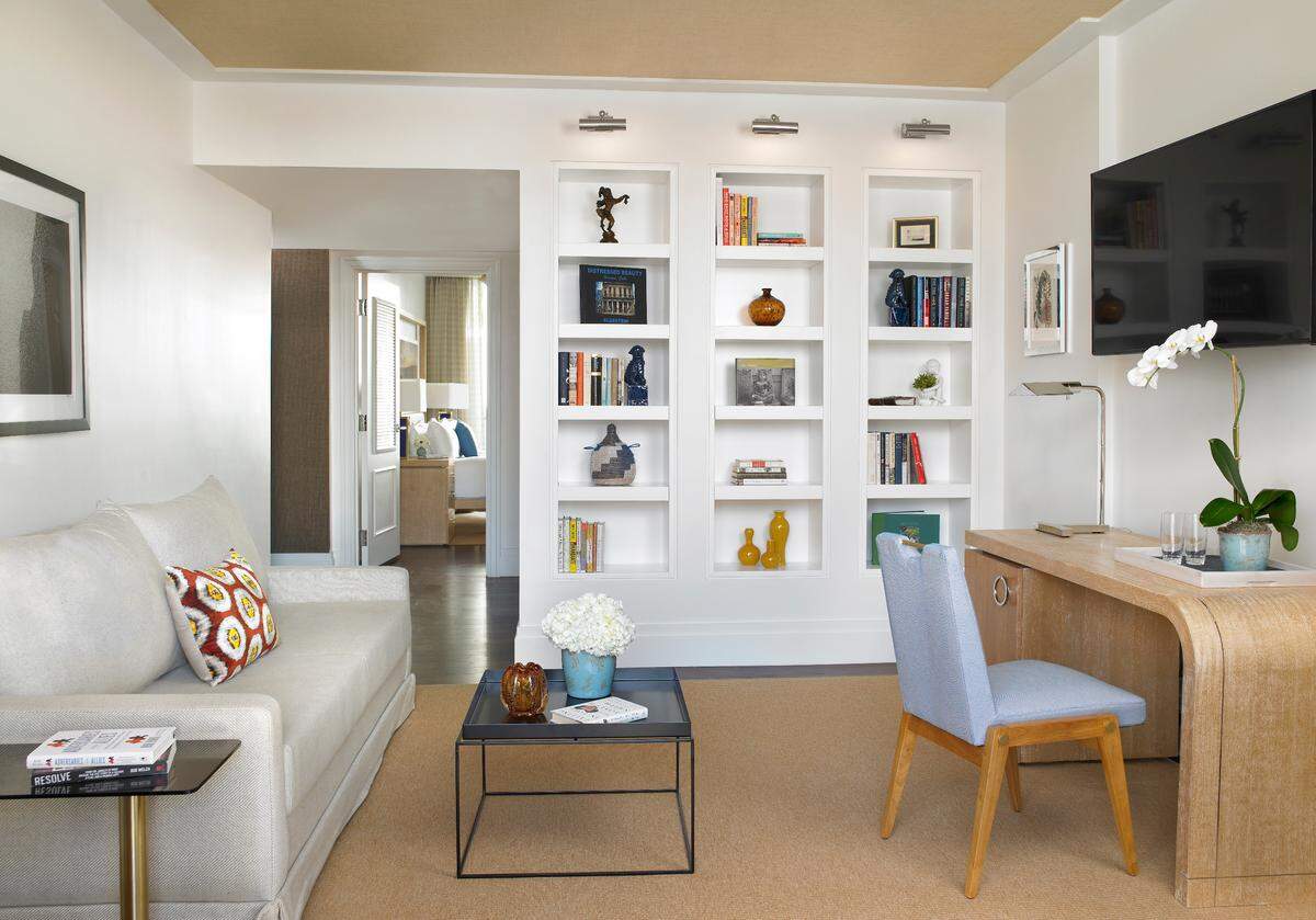 The living area of the corner double balcony suite at The Betsy Hotel-South Beach.