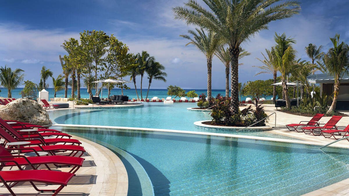 The Kimpton Seafire poolscape on Grand Cayman's Seven Mile Beach.