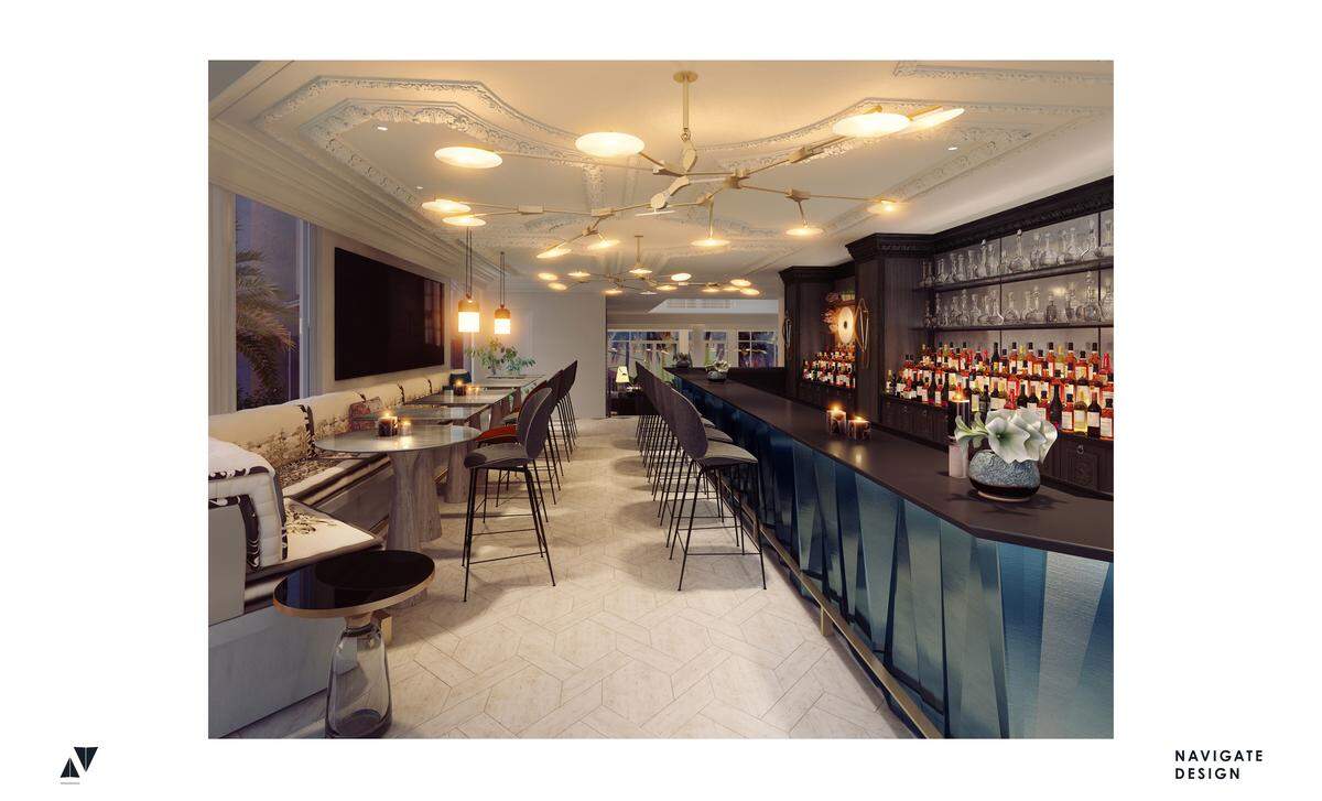 The indoor bar at Celino South Beach.