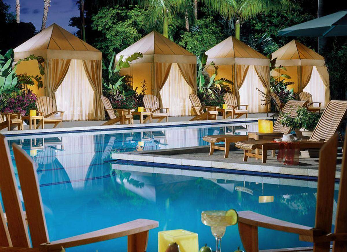 Poolside cabanas at Cheeca Lodge.