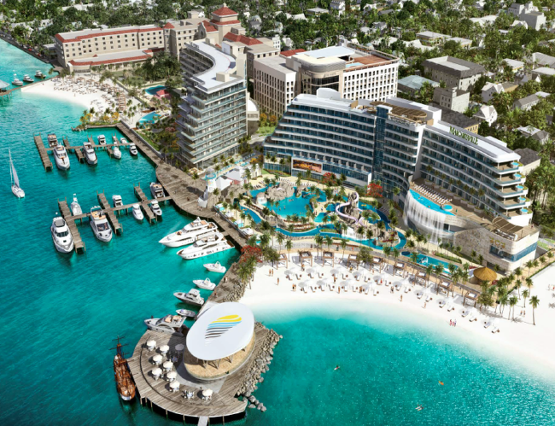 An aerial rendering of Jimmy Buffet's forthcoming Margaritaville Resort in Nassau.