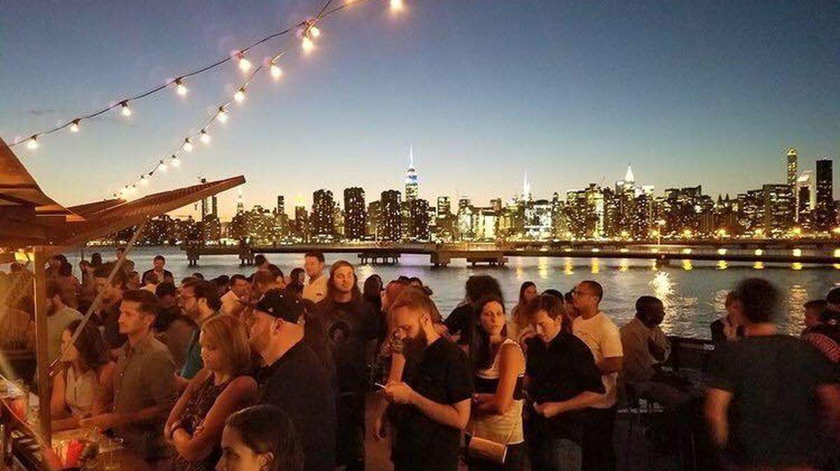 Twilight at The Brooklyn Barge near Greenpoint's Transmitter Park.