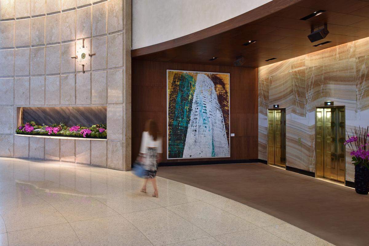 Inside the Eden Roc's historic lobby.