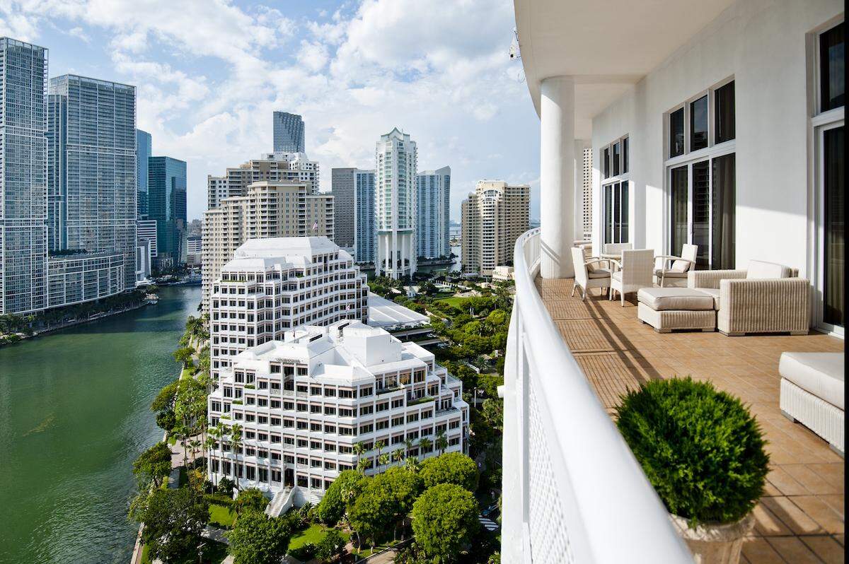 Panoramic views from the penthouse balcony at Mandarin Oriental.