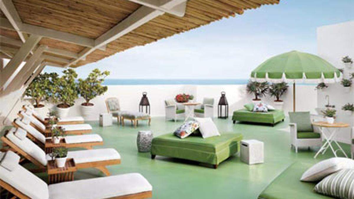 A luxurious terrace at the new Conrad Fort Lauderdale resort.