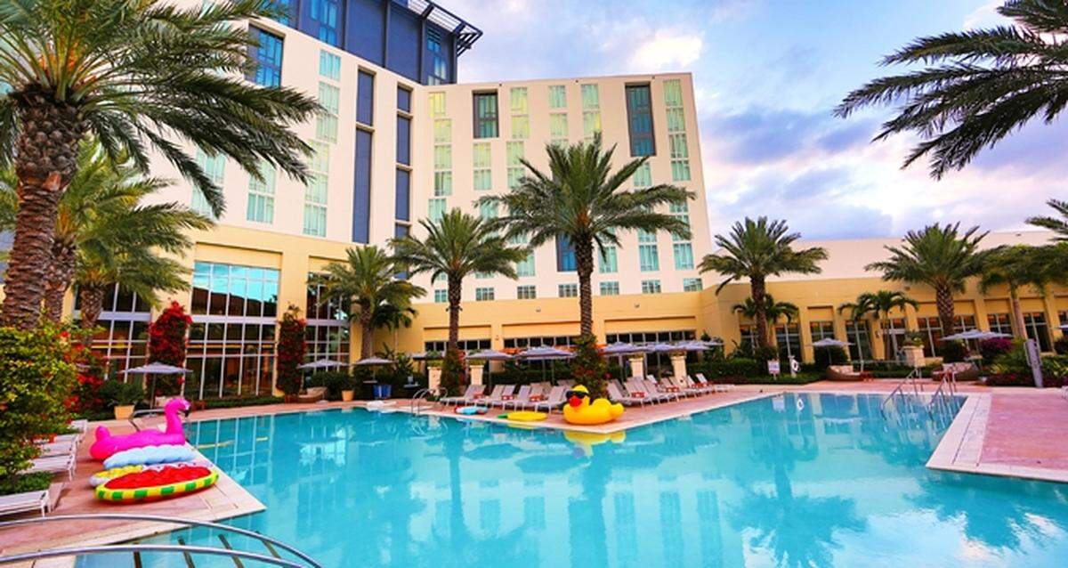 The poolscape at the new Hilton West Palm Beach.