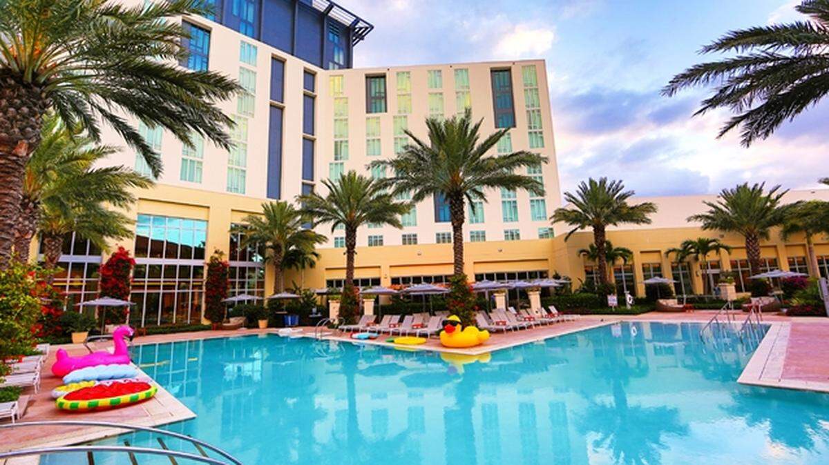 The poolscape at the new Hilton West Palm Beach.