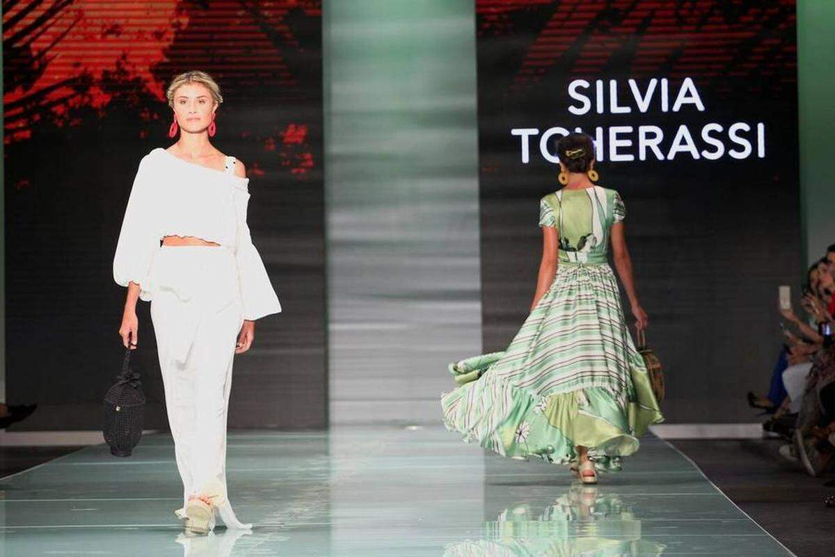 Fashion models work the runway wearing the fashion line by Miami designer Silvia Tcherassi inside the Ice Palace during Miami Fashion Week on Thursday, June 1, 2017.