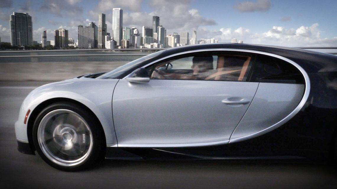 Riding through the streets of Miami in the Bugatti Chiron.