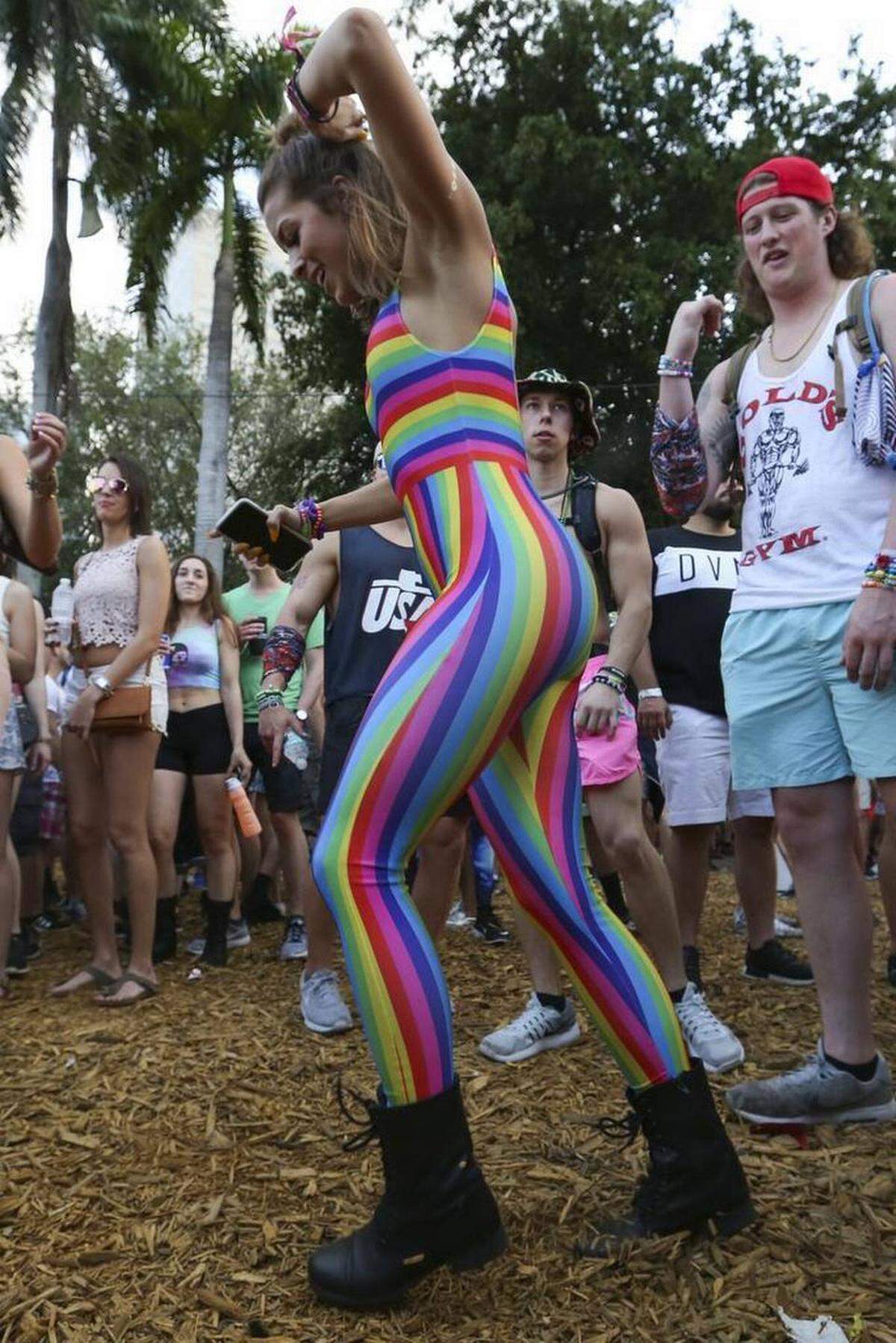 Elle Larose, 23, from Texas, dances during the first day of the Ultra Music Festival in Bayfront Park on Friday, March 24, 2017.