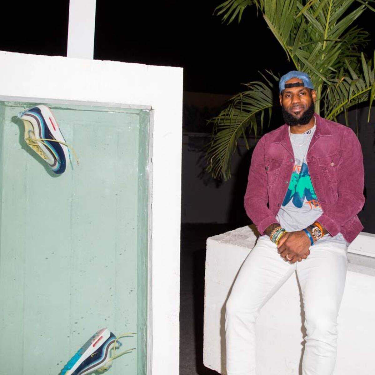 LeBron James at UNKNWN x New York Sunshine for Air Max Day installation in Wynwood