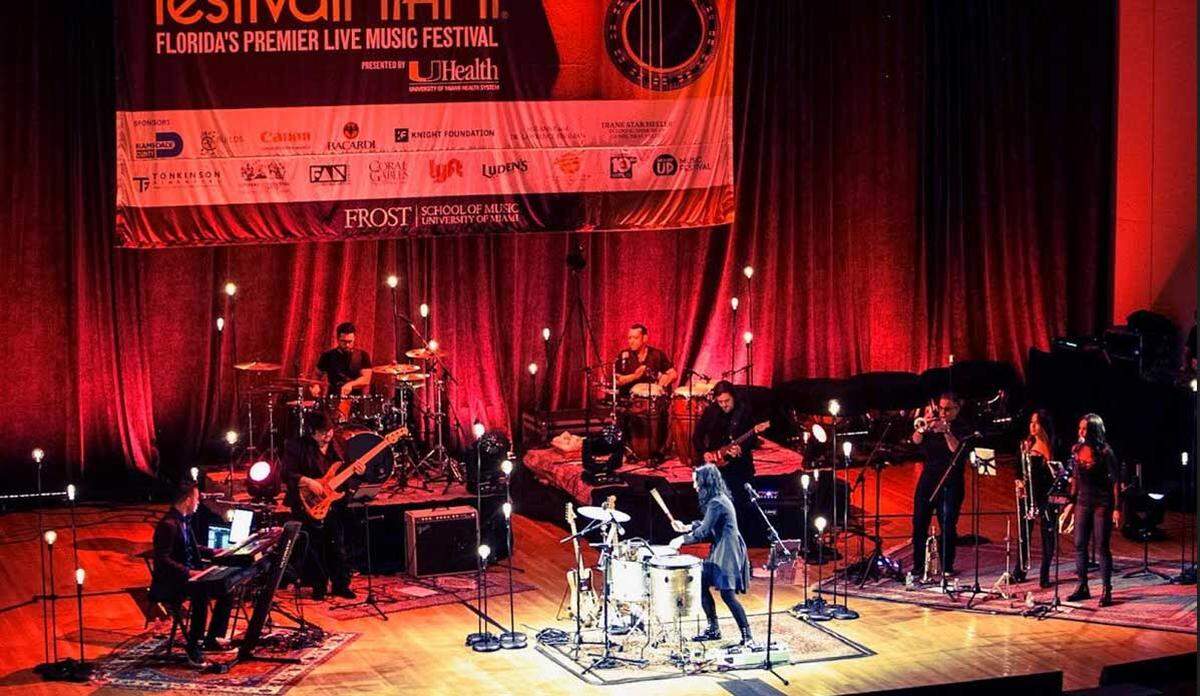 Emily Estefan performs with her 9-piece band at UM Gusman Concert Hall.