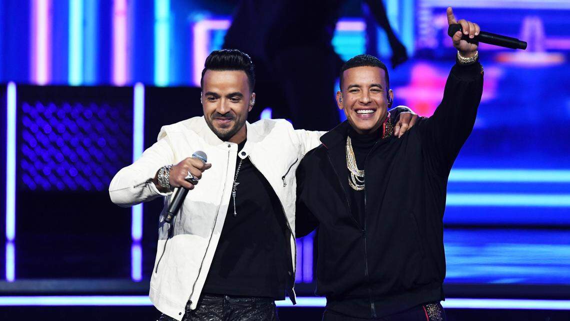 Luis Fonsi (L) and Daddy Yankee perform onstage during the 60th Annual GRAMMY Awards at Madison Square Garden on January 28, 2018 in New York City.