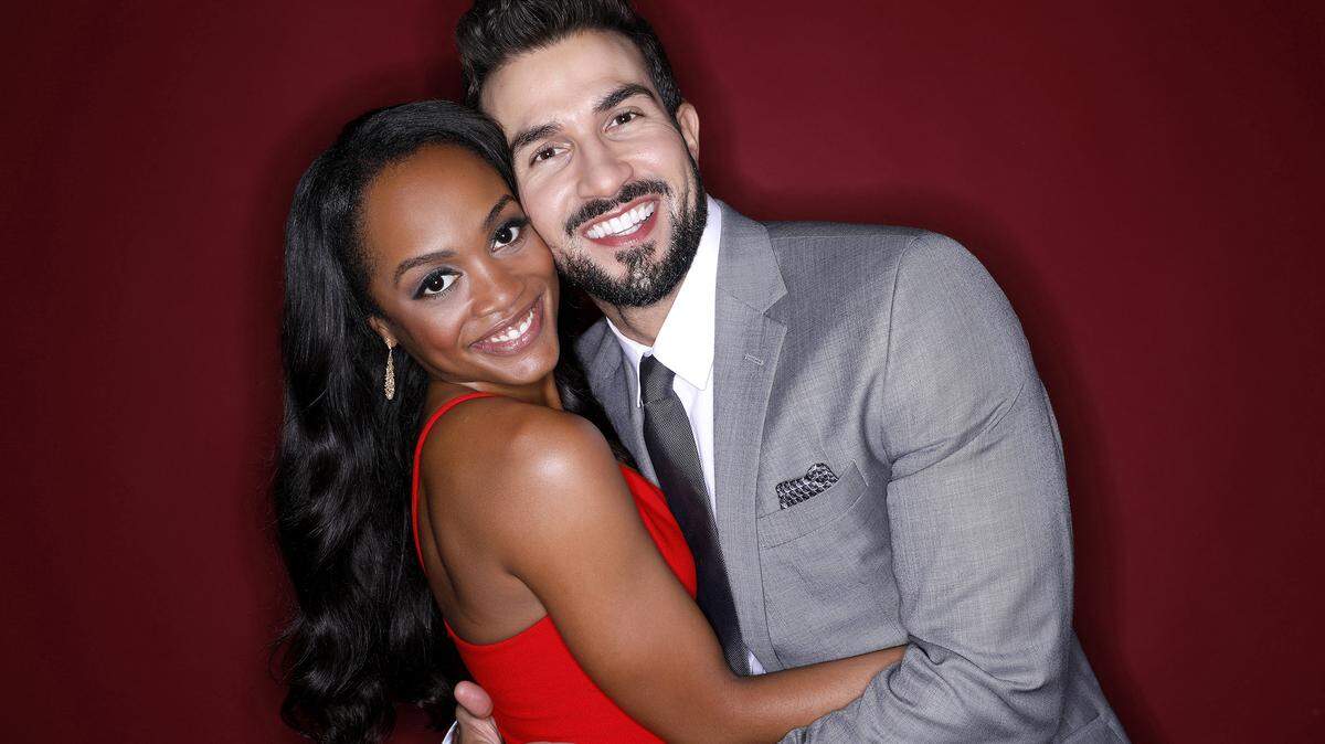 THE BACHELORETTE Rachel Lindsay and fiancée Brian Abasolo, Tuesday, August 8, 2017. (ABC/ Heidi Gutman) RACHEL LINDSAY, BRIAN ABASOLO