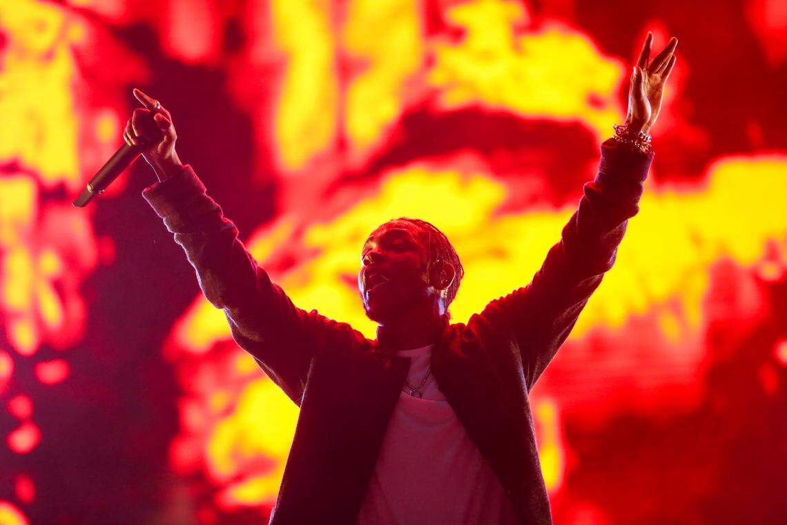 Kendrick Lamar performs during the second day of the Rolling Loud Festival in downtown Miami on Saturday, May 6, 2017.