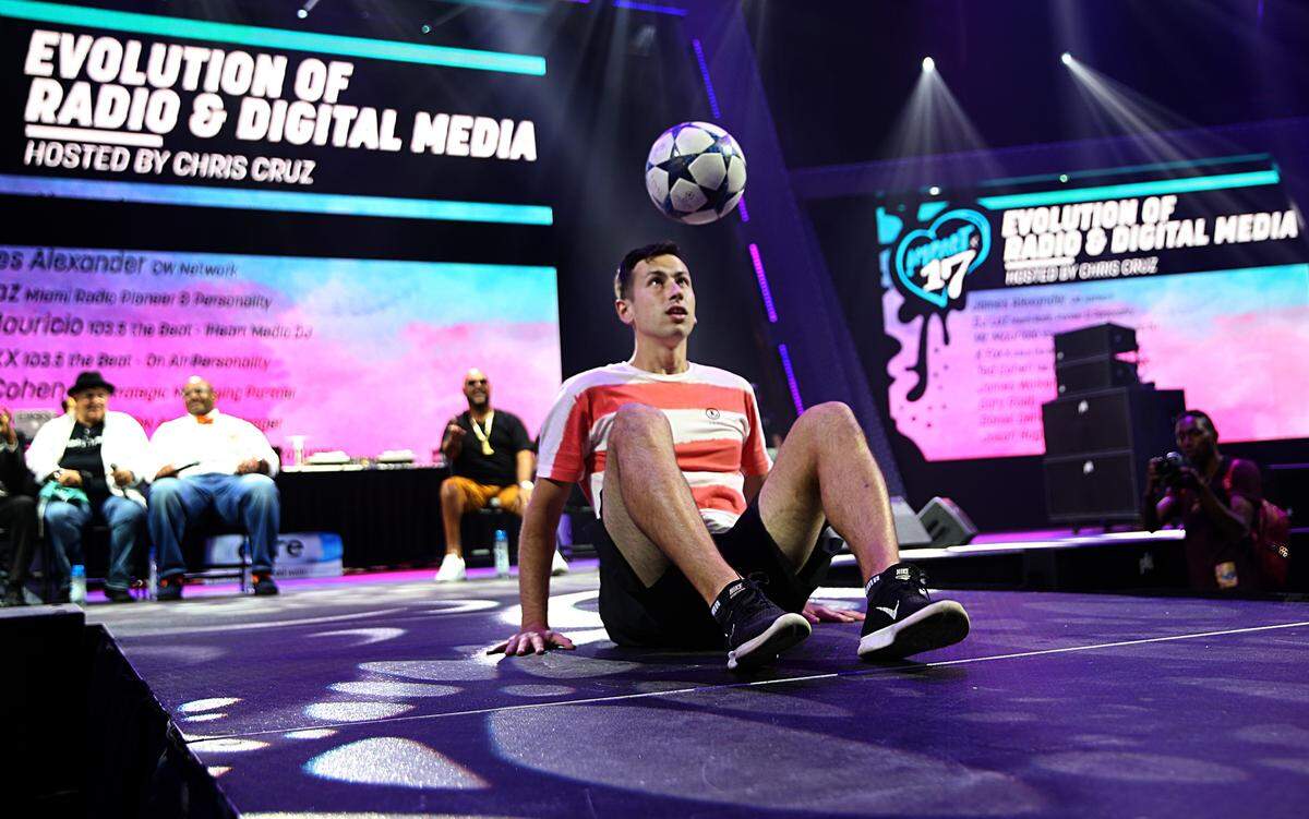 Daniel Dennehy, a professional soccer player as he is introduced at the "Evolution of Radio and Digital Media panel" during the IMPACT '17 Conference, a one-day annual event centered around music, technology, fashion and art, at the University of Miami Watsco Center in Coral Gables on Thursday June 29, 2017.