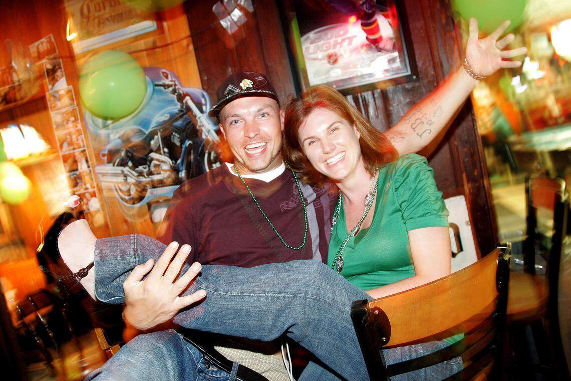 J.B. Rice and Shelley Chancy at Billy's Pub Too during St. Patrick's Day.