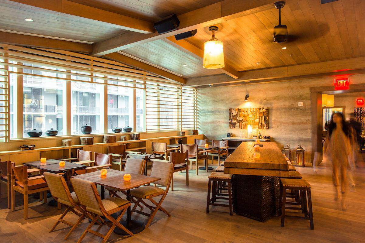 The dining room at EAST, Miami’s Quinto La Huella restaurant