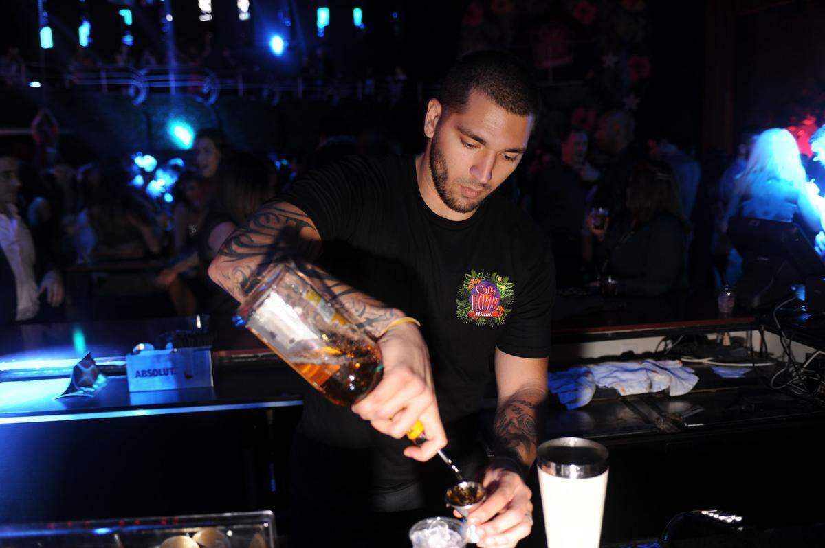 Mixing drinks at Copa Room.