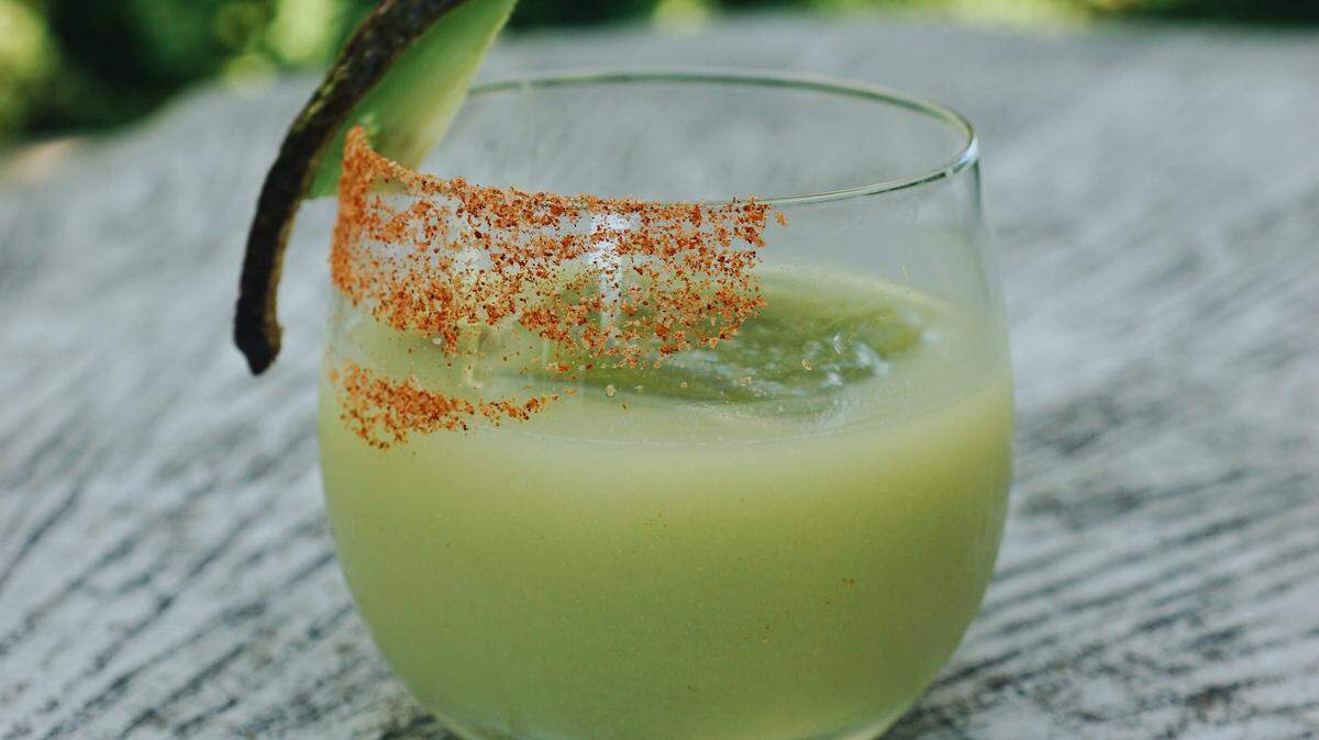 Sake with wasabi and avocado. We were skeptical. But turns out to be pretty tasty.