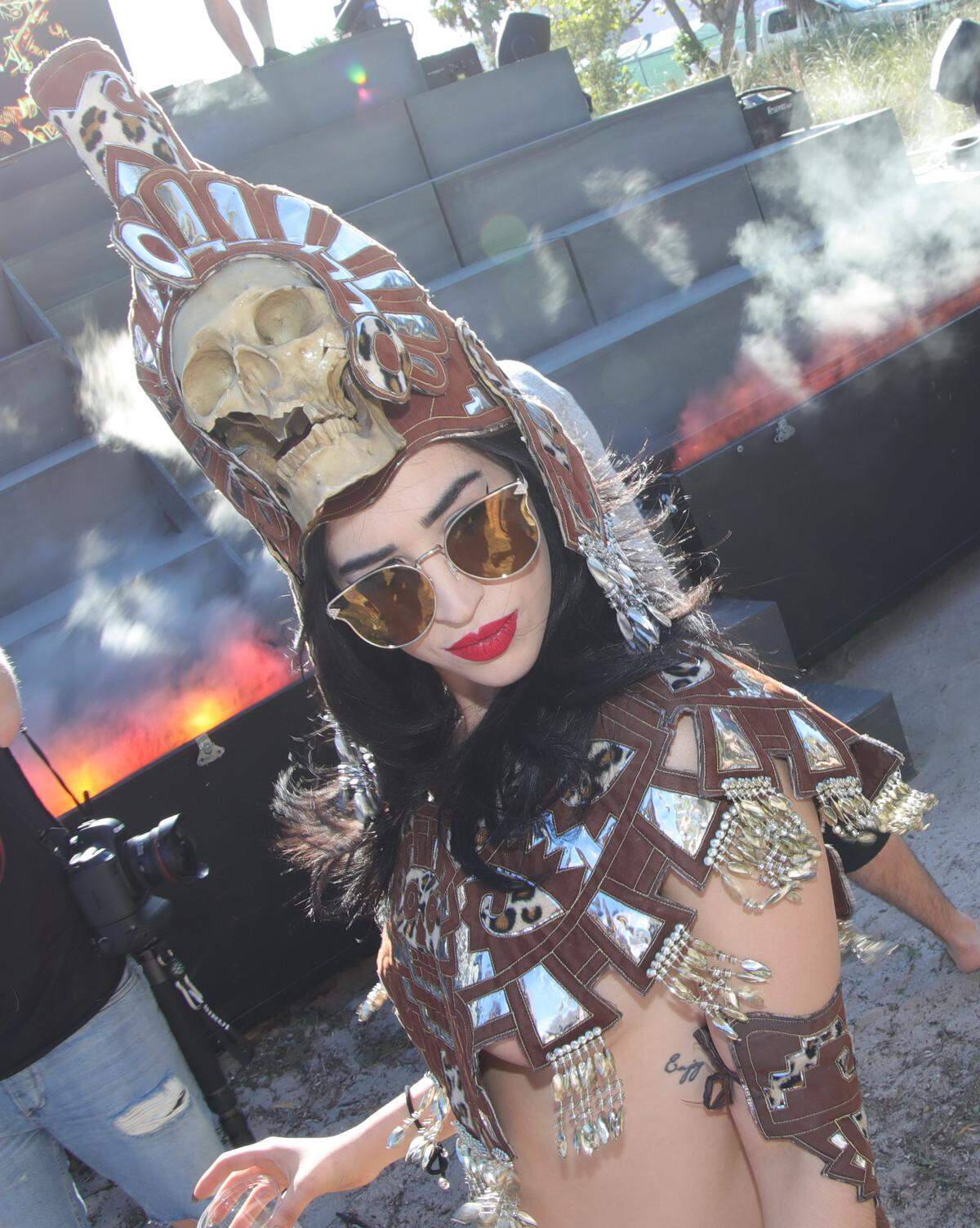 The head priestess at the Sacrifice of the Virgins at Virginia Key Beach, a musical/performance event during Miami Music Week 2017.