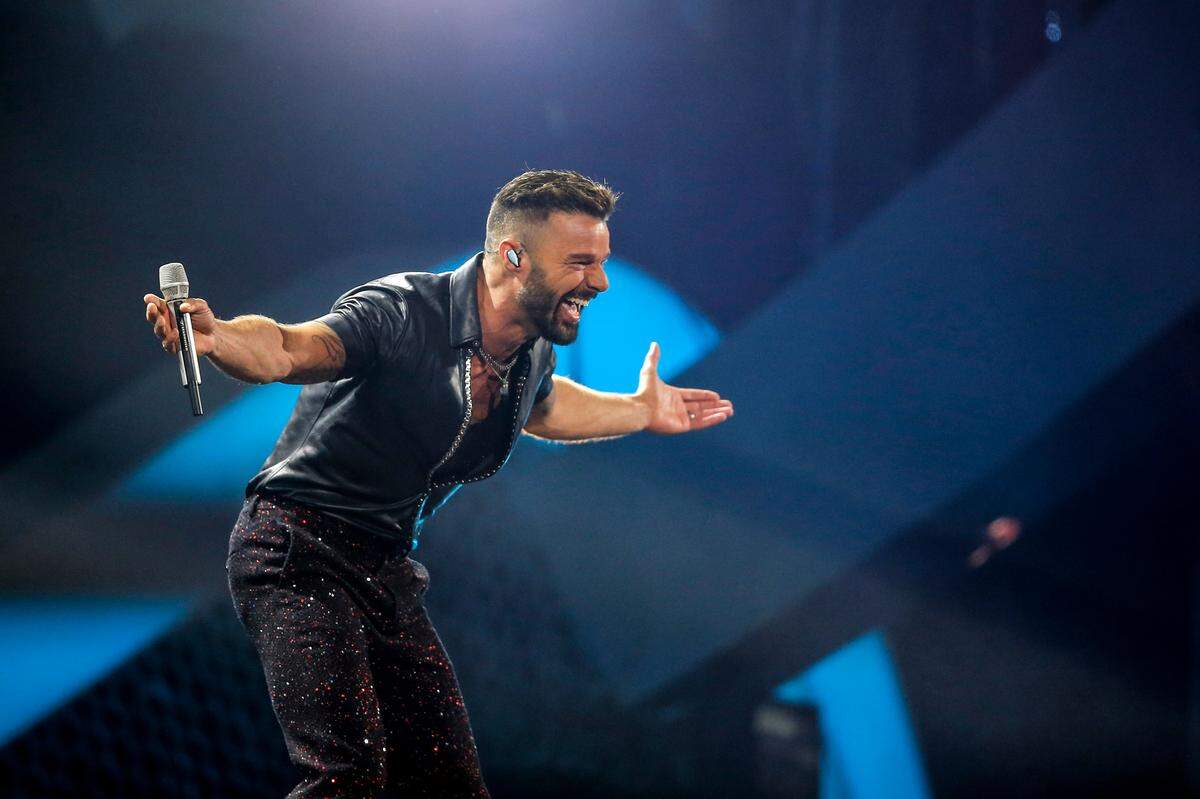 Puerto Rican singer Ricky Martin performs during the 61st Vina del Mar International Song Festival in Vina del Mar, Chile, on February 23, 2020.