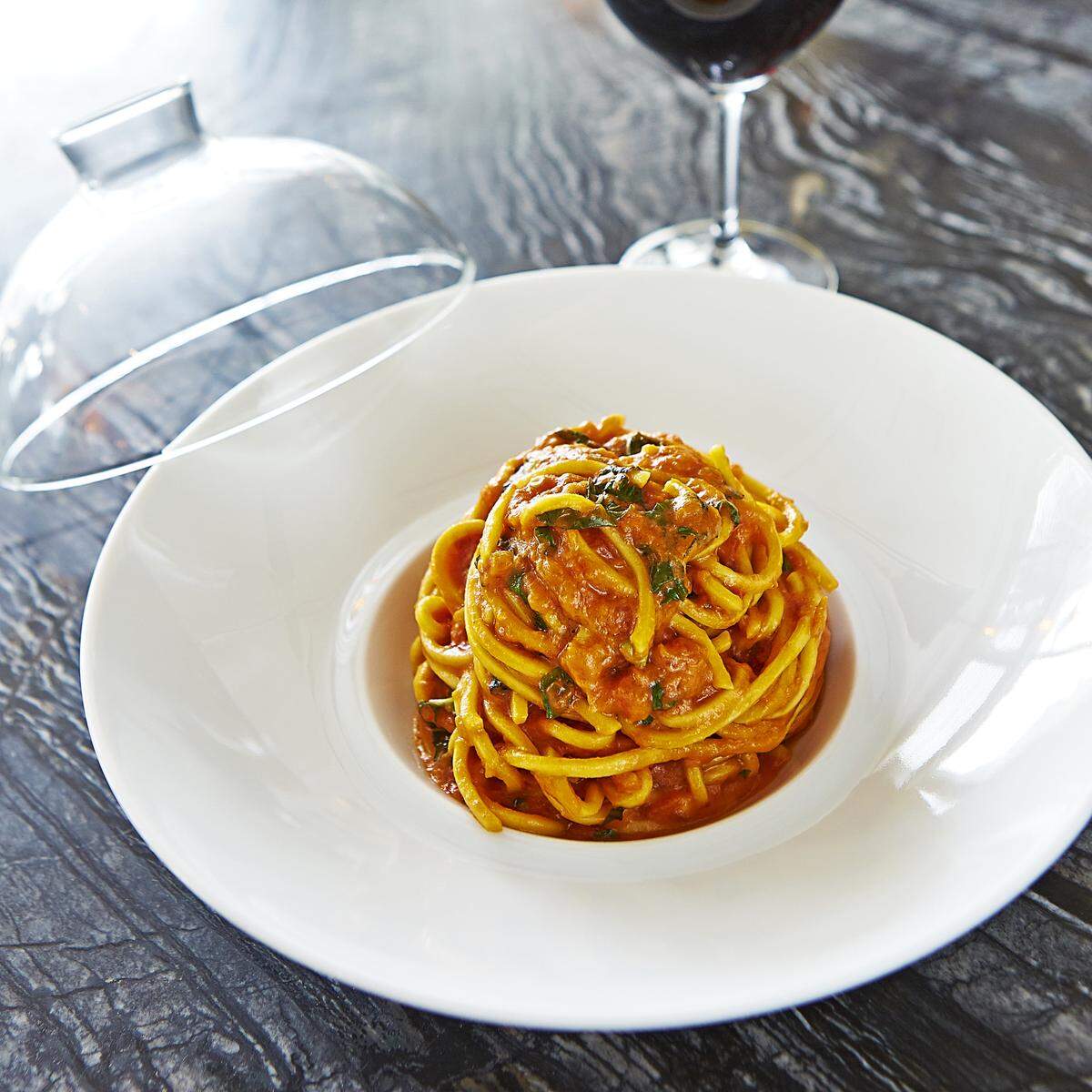 Spaghetti at Scarpetta (Photo by Michael Pisarri)
