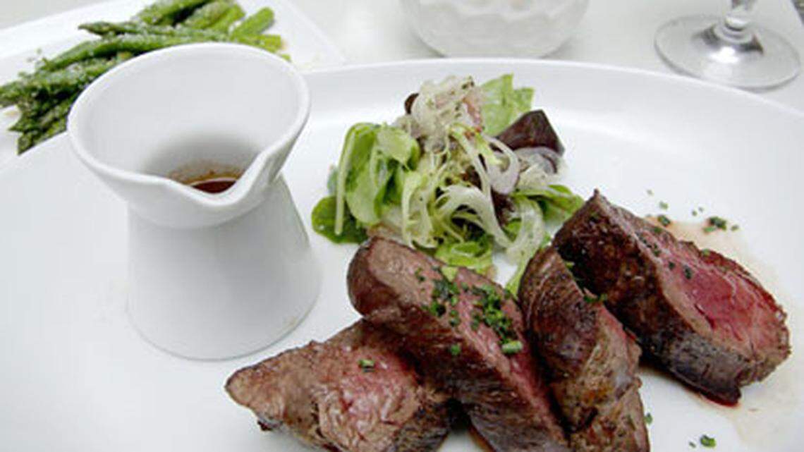 The Peppered Beef Tenderloin with ruby port wine sauce at Andu Restaurant and Lounge. Photo: Chris Cutro.