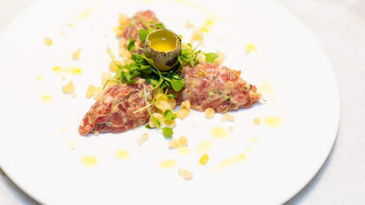 The Yellowfin tuna crudo is among the elegant dishes at Cafe Roval.