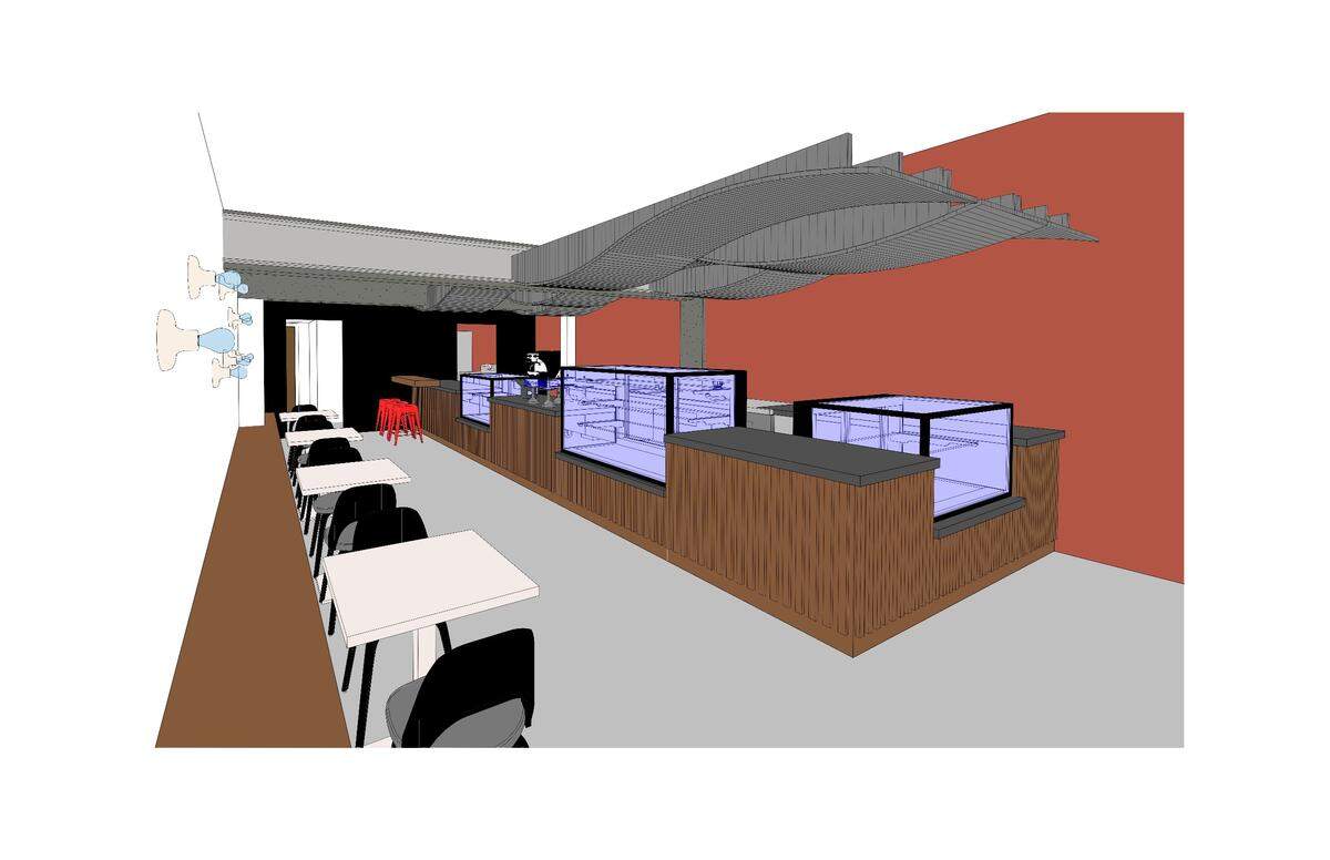 A rendering of the upcoming Fireman Derek’s Bake Shop opening this summer in Coconut Grove.