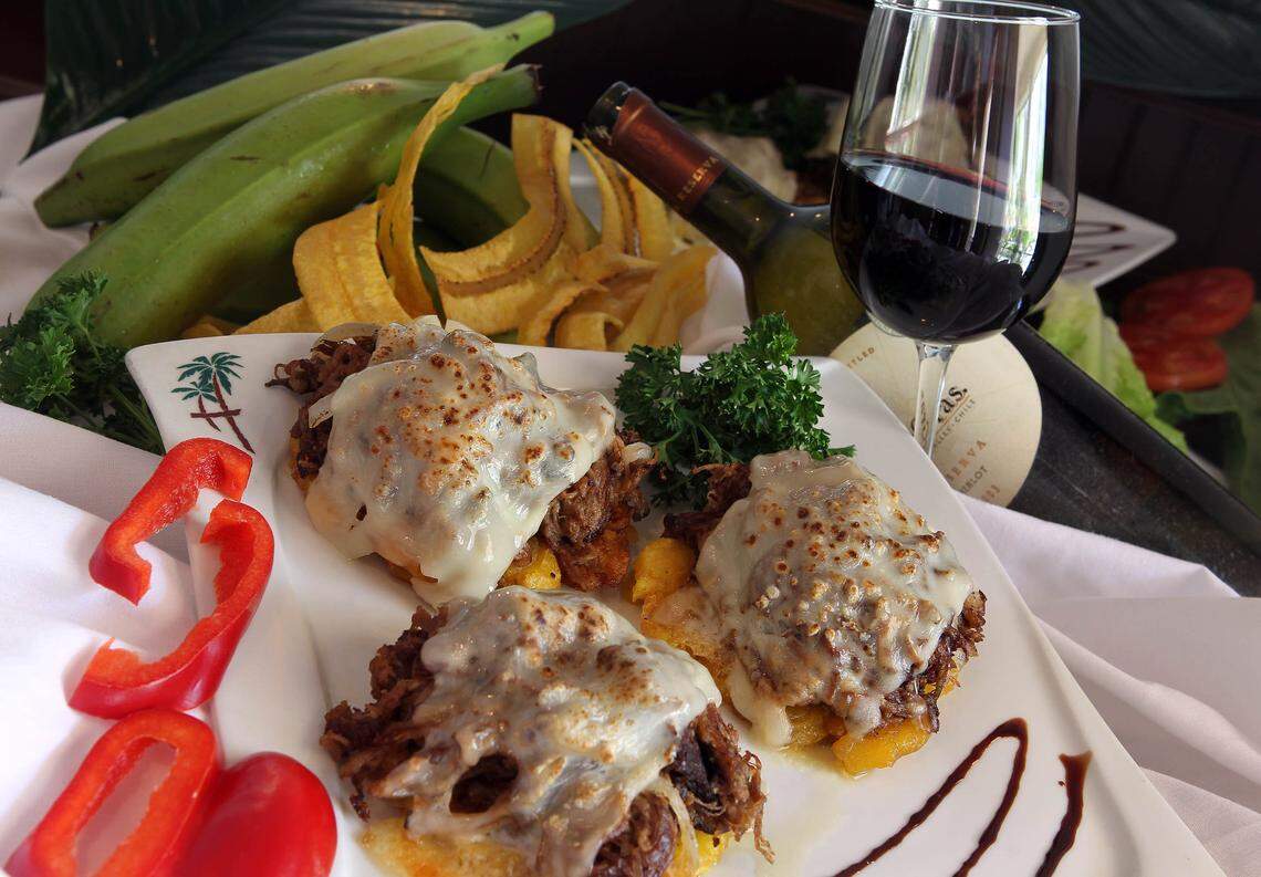 Tostones with vaca frita by Chef Tania Aguet from Havana Harry’s in Coral Gables. (Roberto Koltun/Miami Herald)