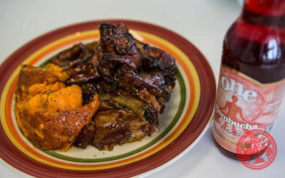 Ribs and sweet potatoes at Big Mike's Bakery.